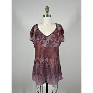 Vintage Y2K Baby Tee Top Large Whimsigoth Fairy Mesh Stretchy Sheer Sleeve Cyber